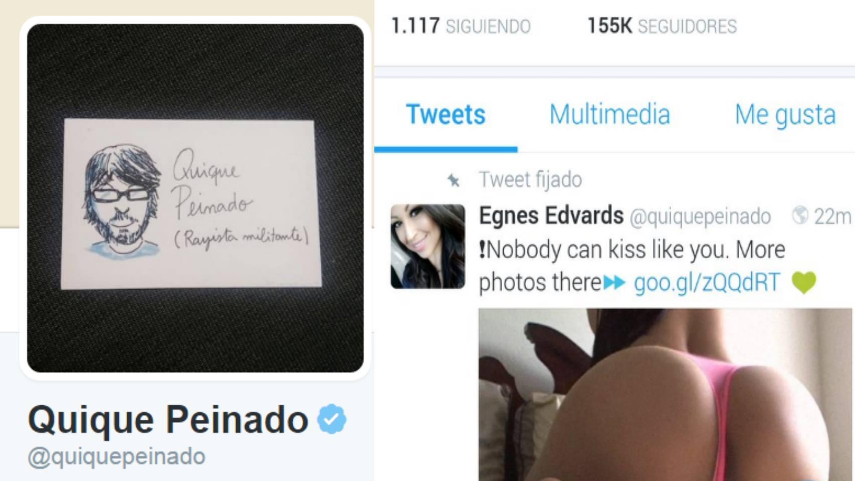 A la izquierda, el perfil de Peinado; a la derecha, la suplantación