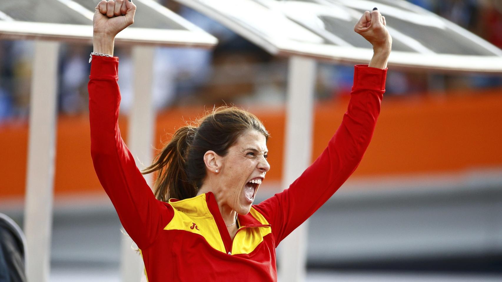 Beitia celebra su tercer oro europeo consecutivo.