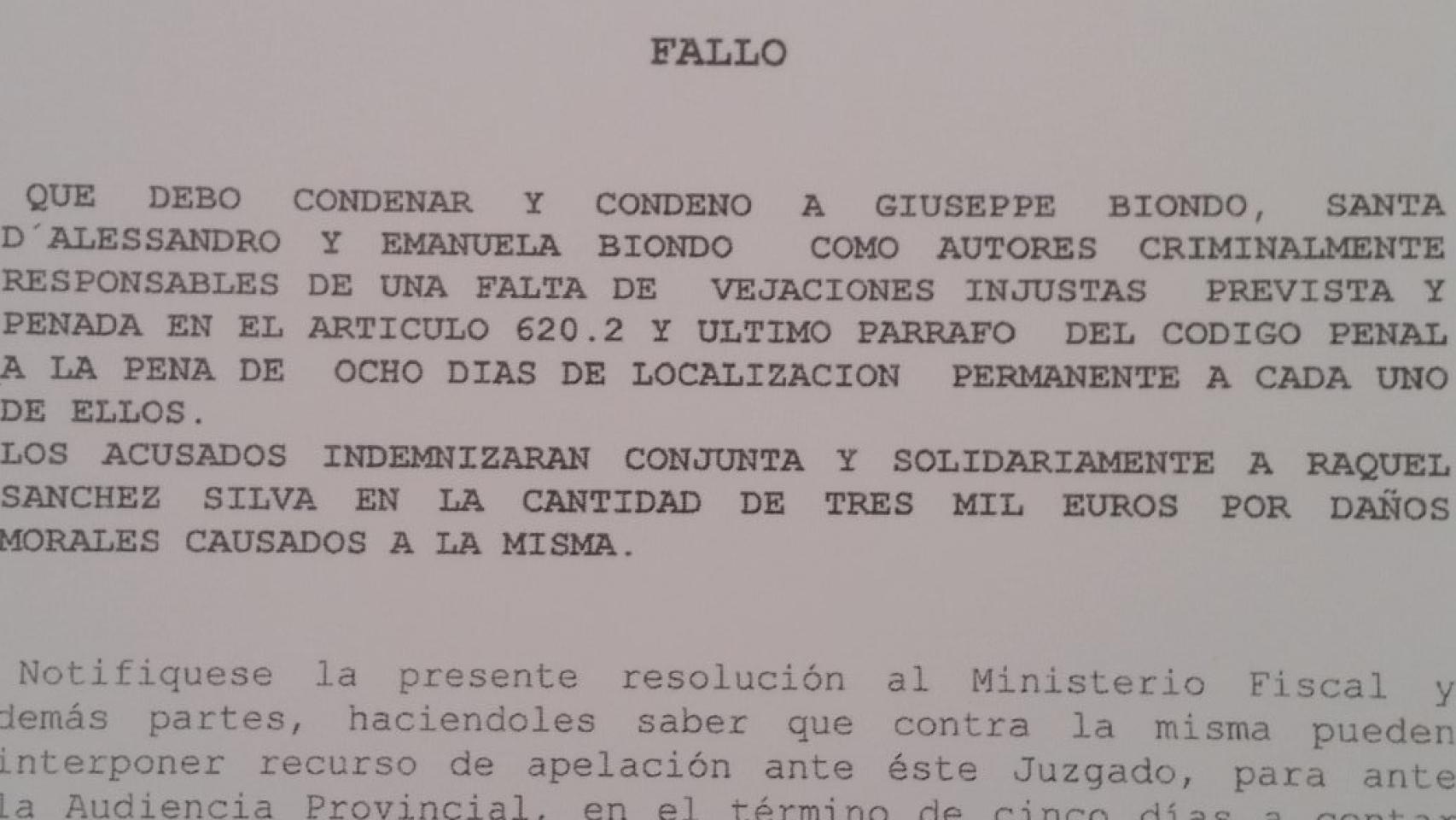 Fallo de la Audiencia provincial de Madrid
