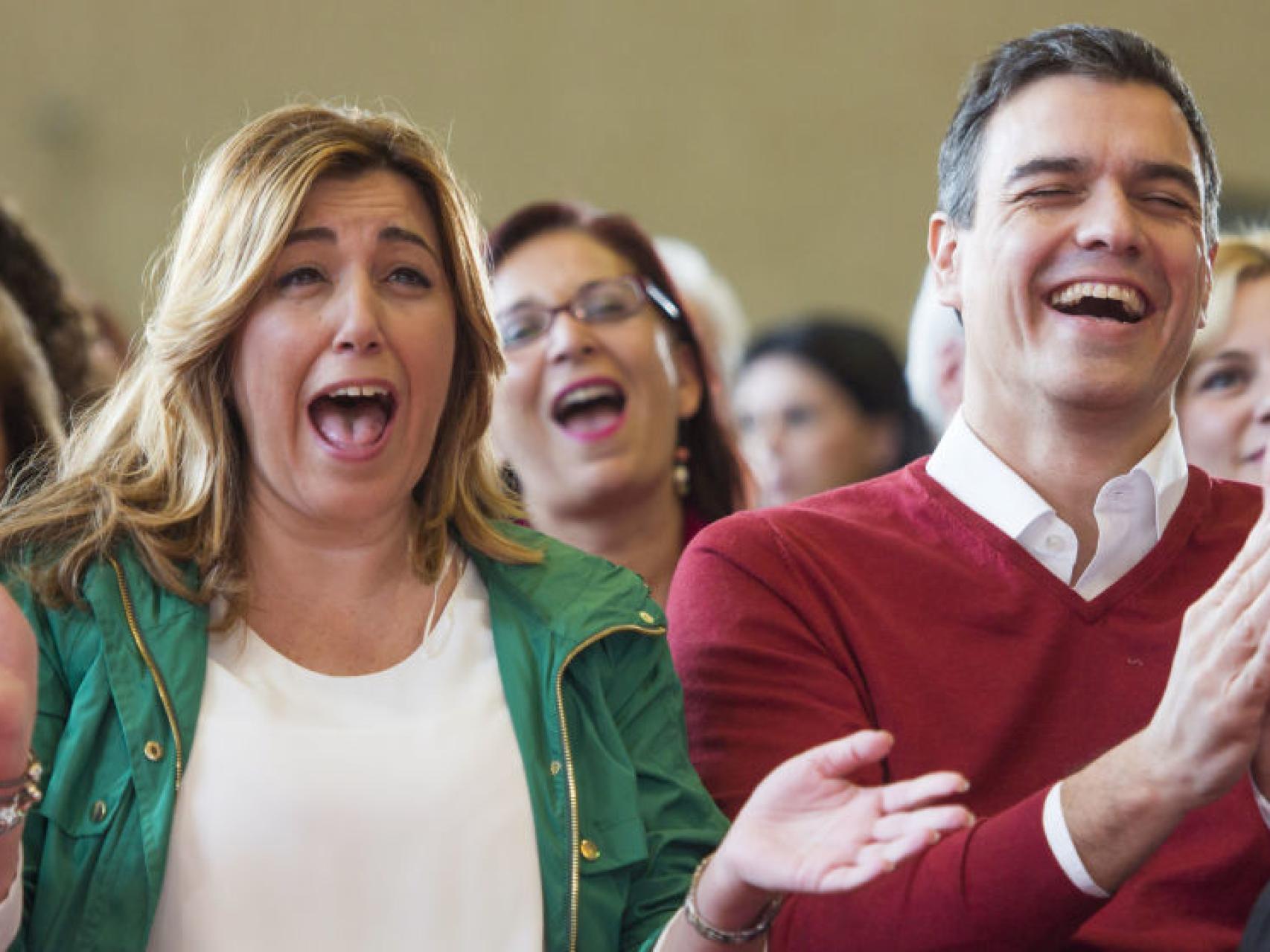 La presidenta de la Junta de Andalucía, Susana Díaz, y el secretario general del PSOE, Pedro Sánchez.