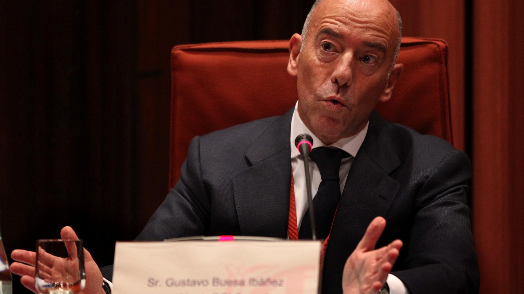El empresario Gustavo Buesa en su comparecencia ante el Parlament.
