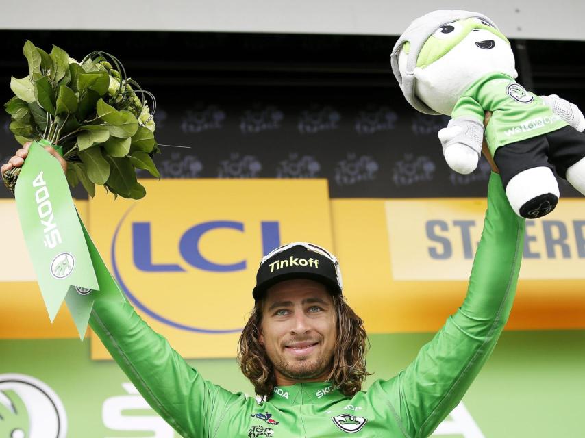 El maillot verde Peter Sagan, ganador de la undécima etapa del Tour.