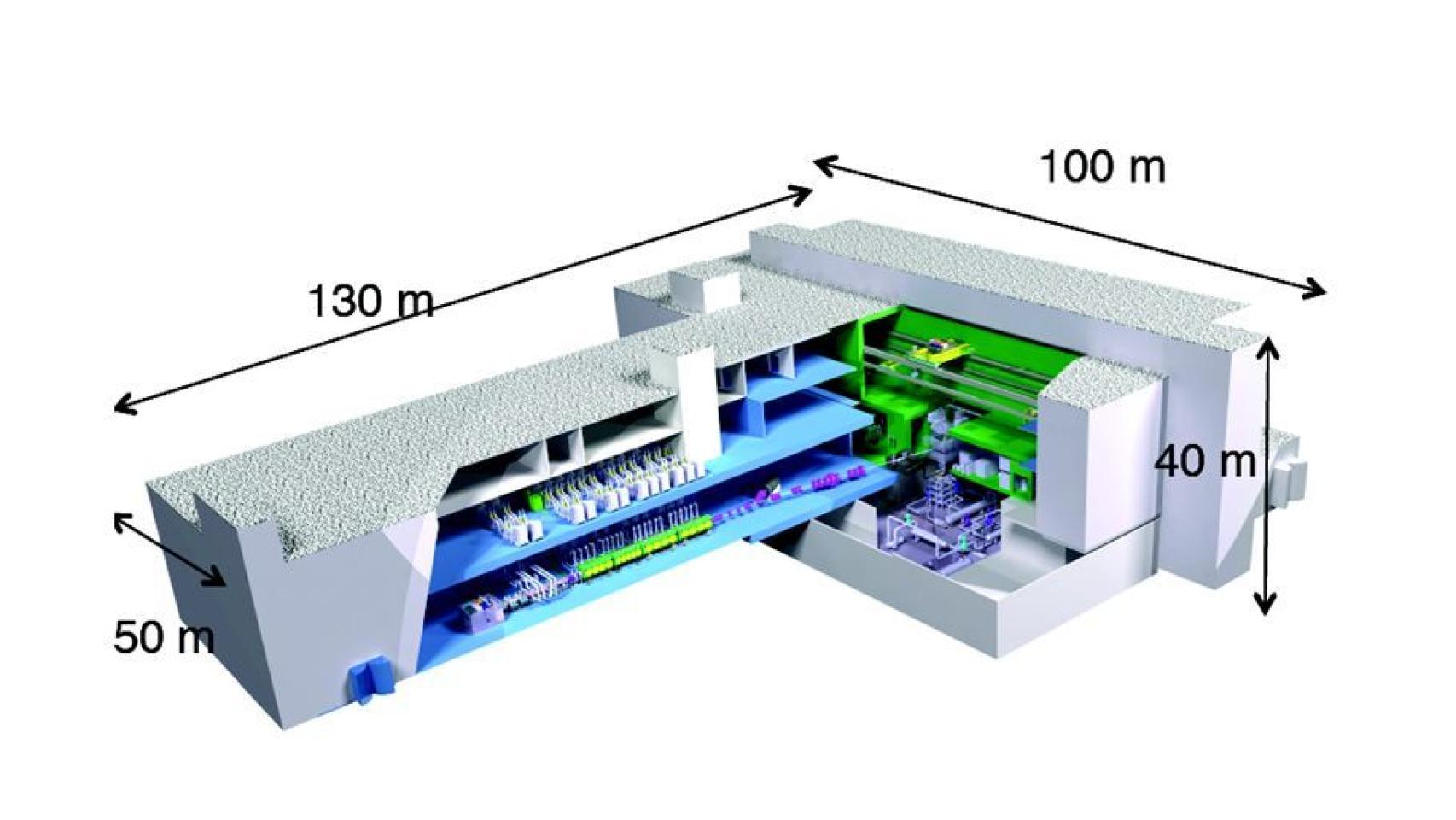 Esquema de la planta del acelerador IFMIF-DONES.