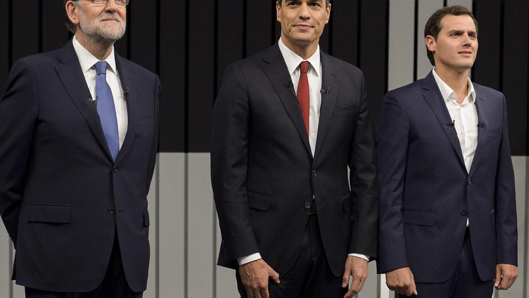 Rajoy, Sánchez y Rivera, en el único debate a cuatro de la campaña.