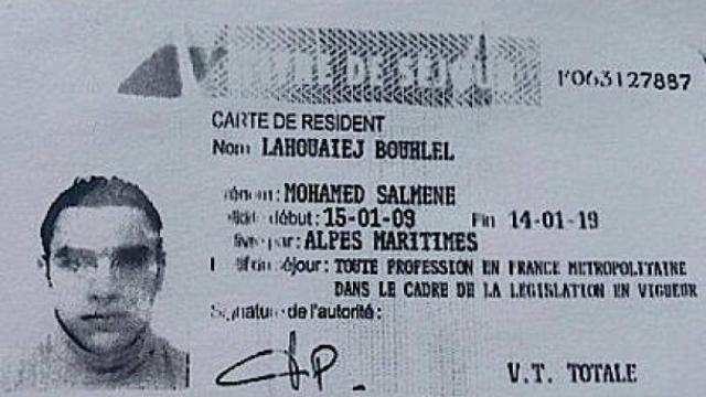 Carné de residente de Mohamed Lahouaiej Bouhlel, identificado como autor del atentado en Niza.