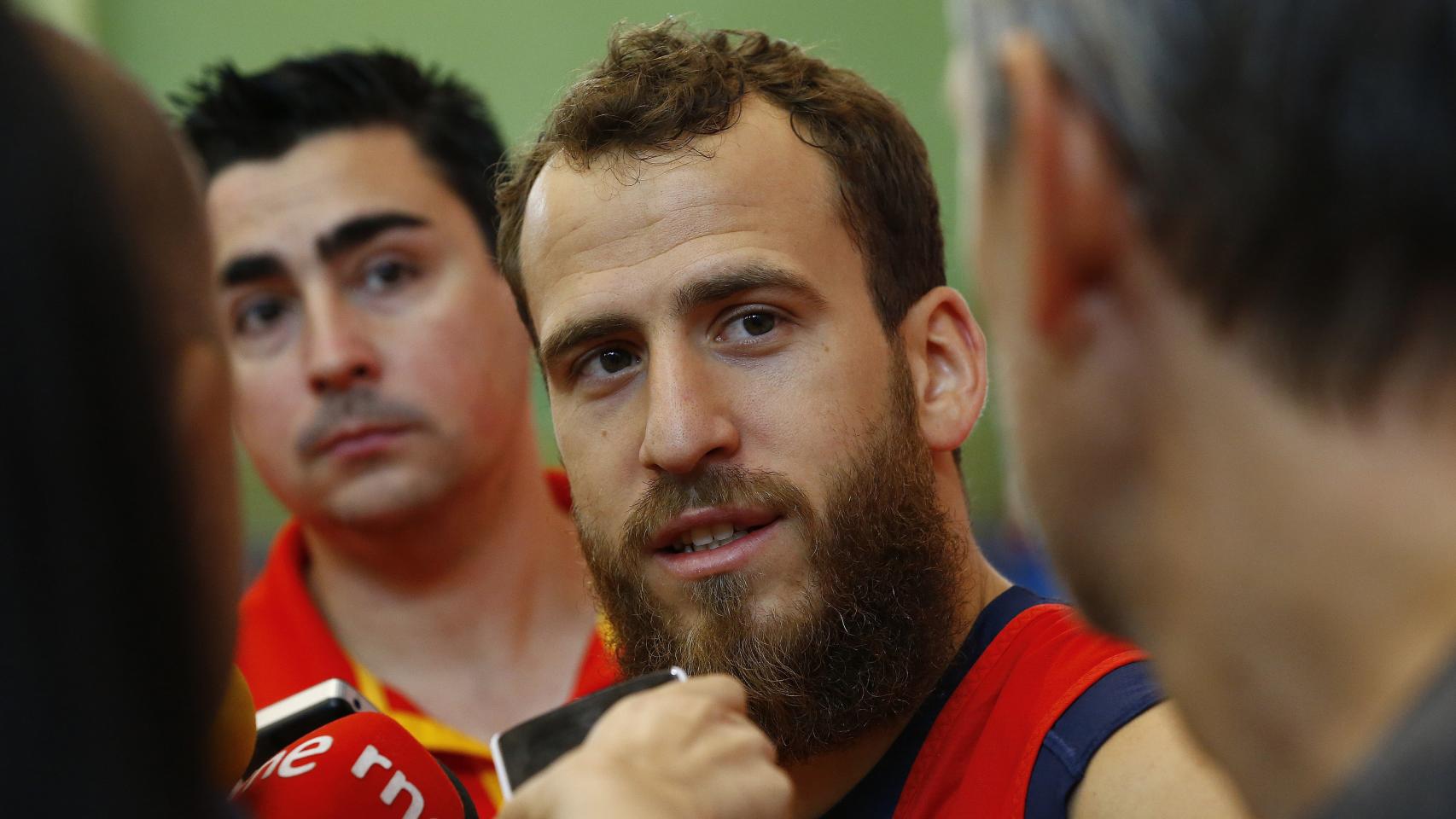 Sergio Rodríguez en un entrenamiento de la selección.