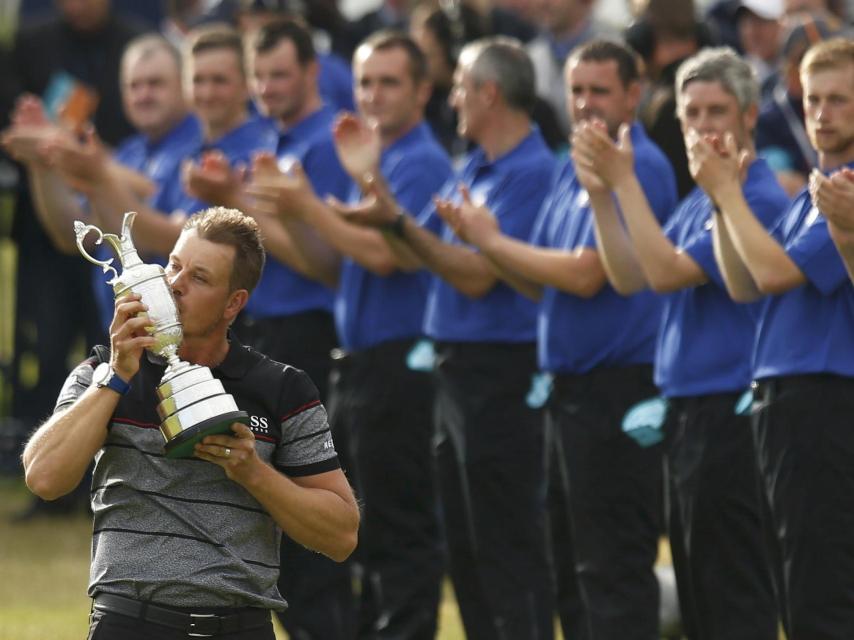 Stenson con la Jarra de Clarete del Open.