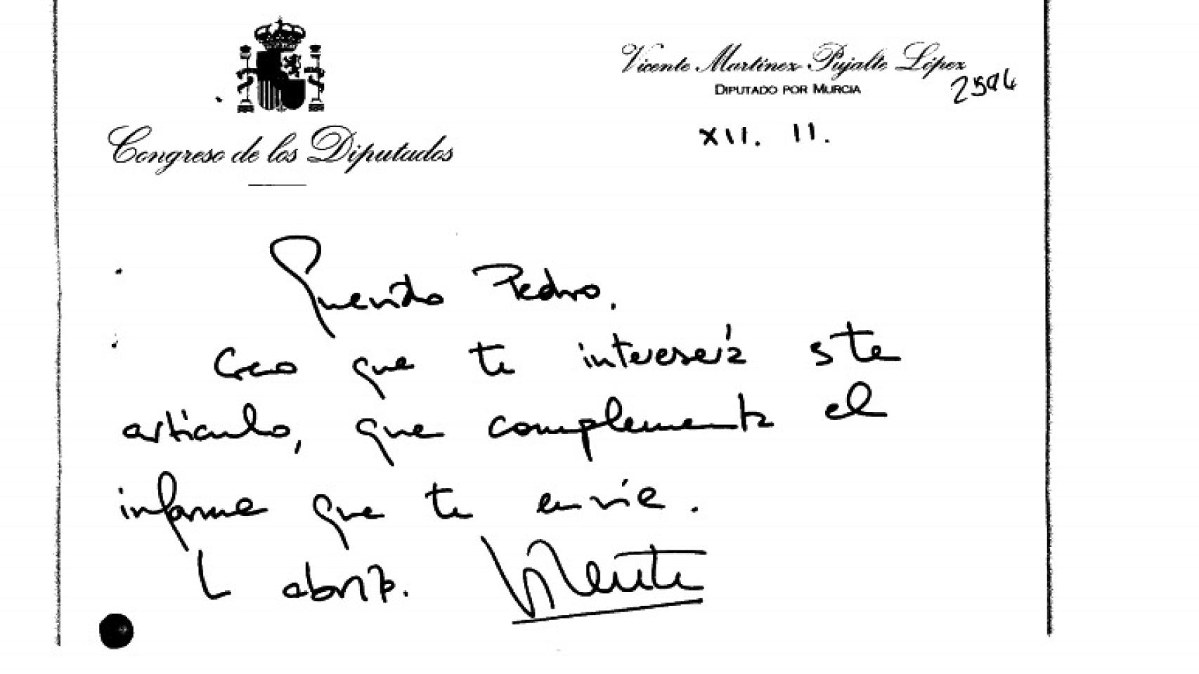 Tarjetón de Pujalte.