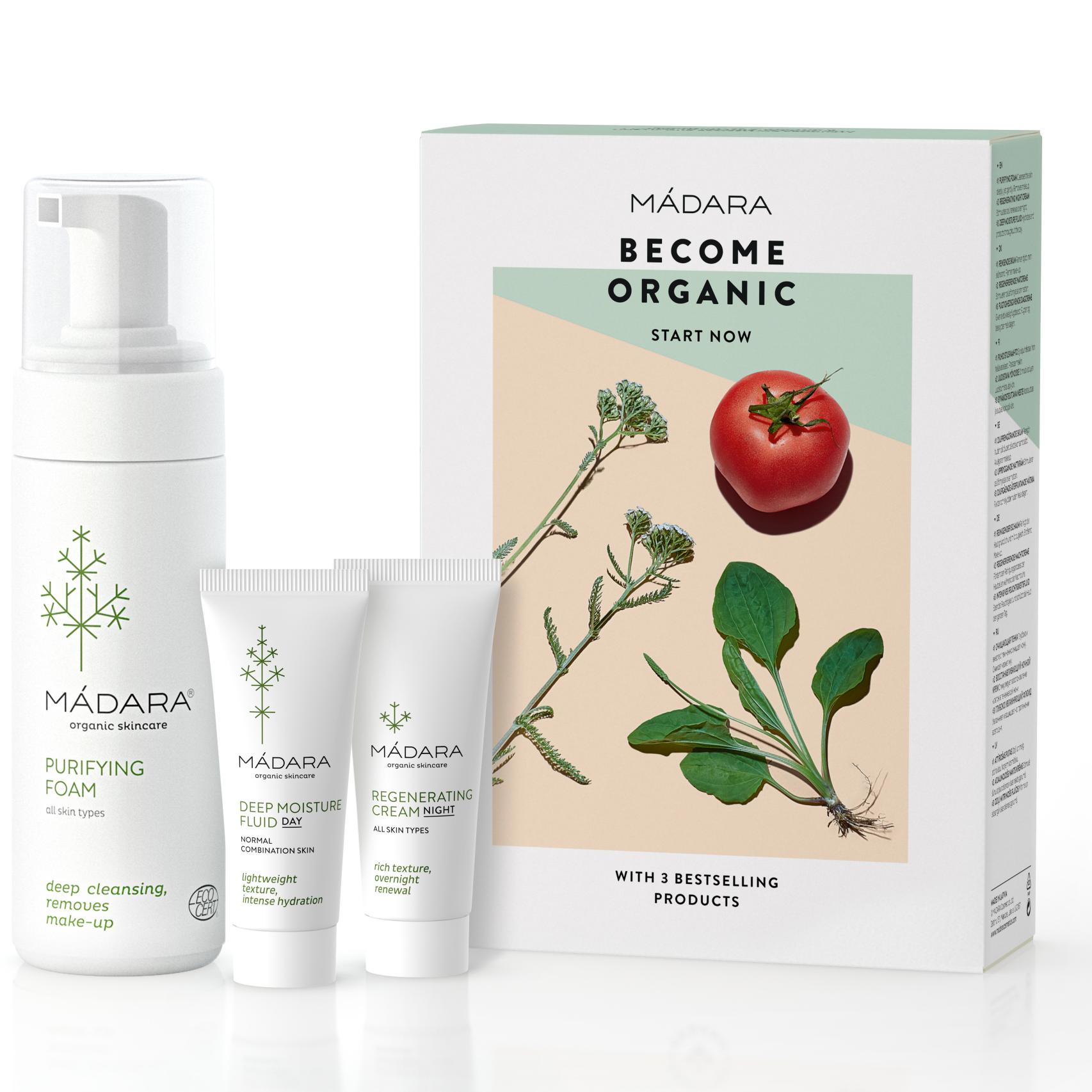 Set Orgánico de Mandara (limpiadora, crema de noche y sérum).