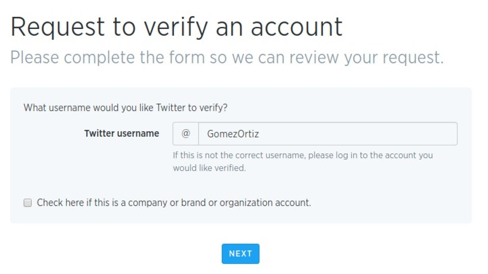Formulario de verificación.