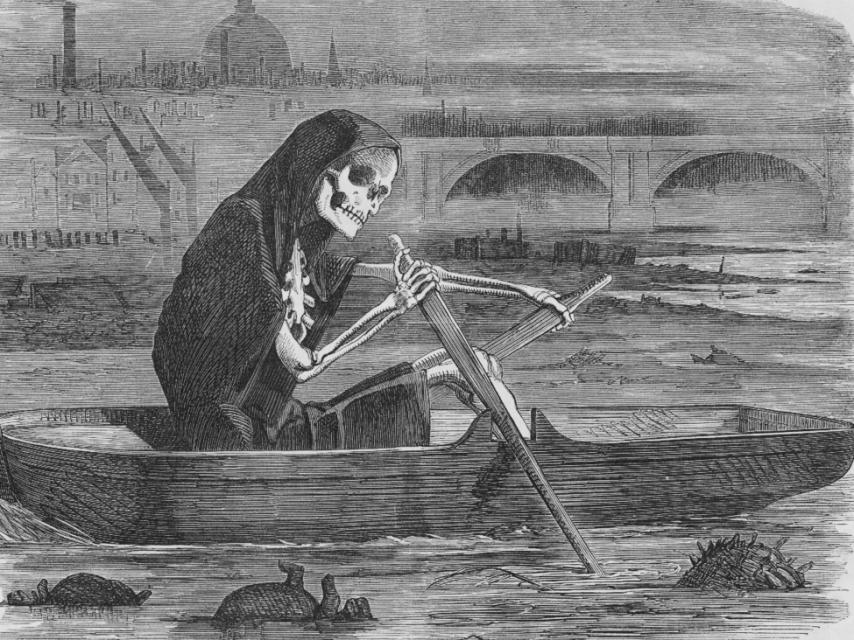 La muerte viaja por el Támesis en esta ilustración.