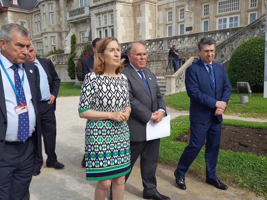 Durante una exposición en Pontevedra