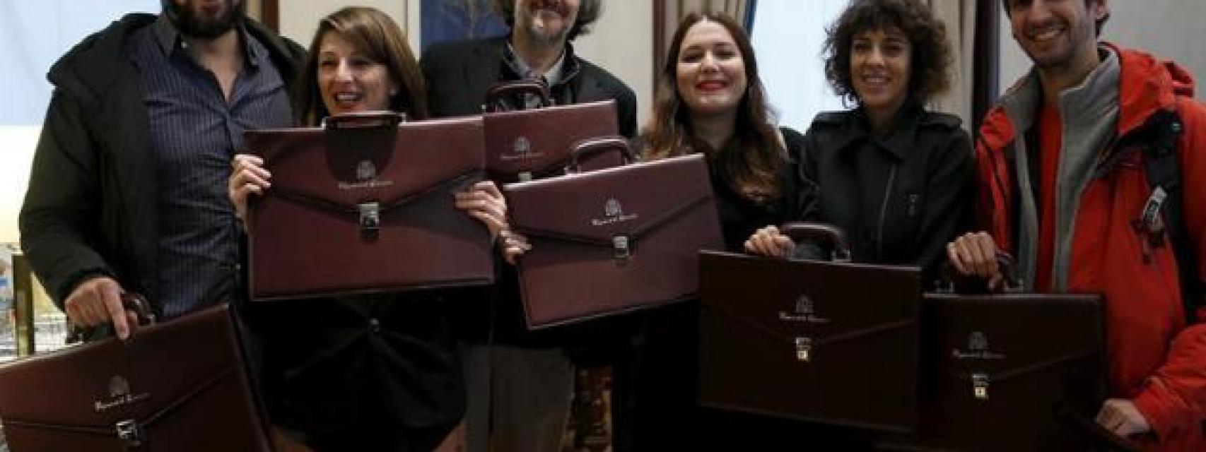 Los diputados de En Marea, recogiendo su escaño en enero de este año