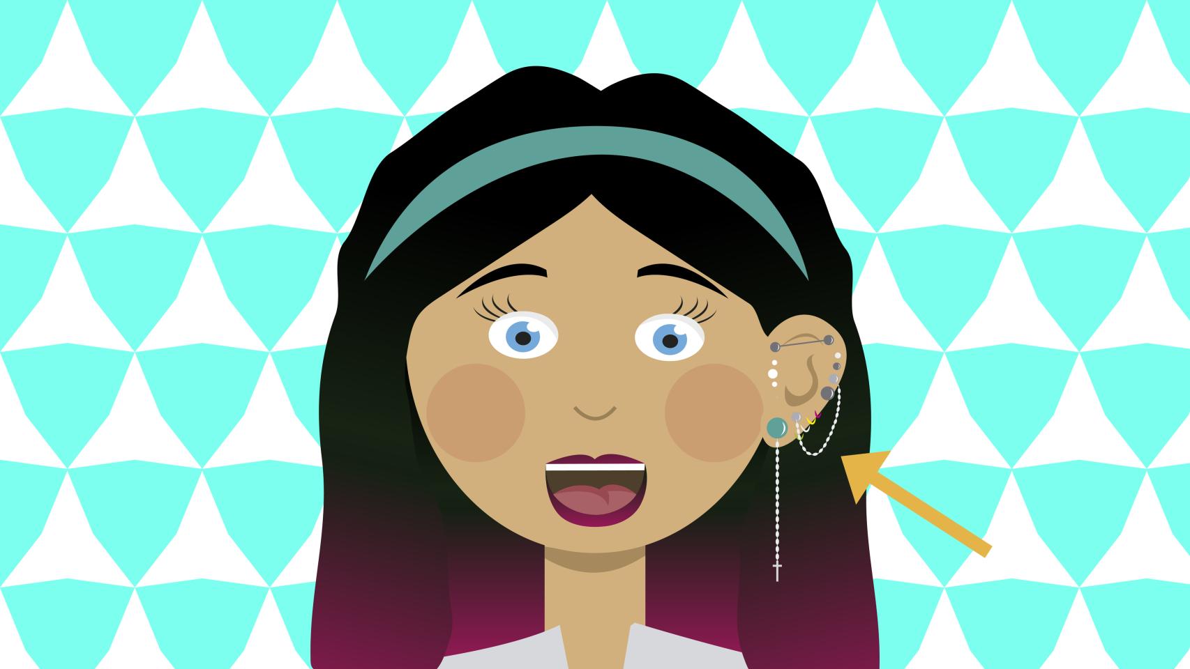 Los piercings de otras zonas del cuerpo (como el ombligo) puestos en las orejas.