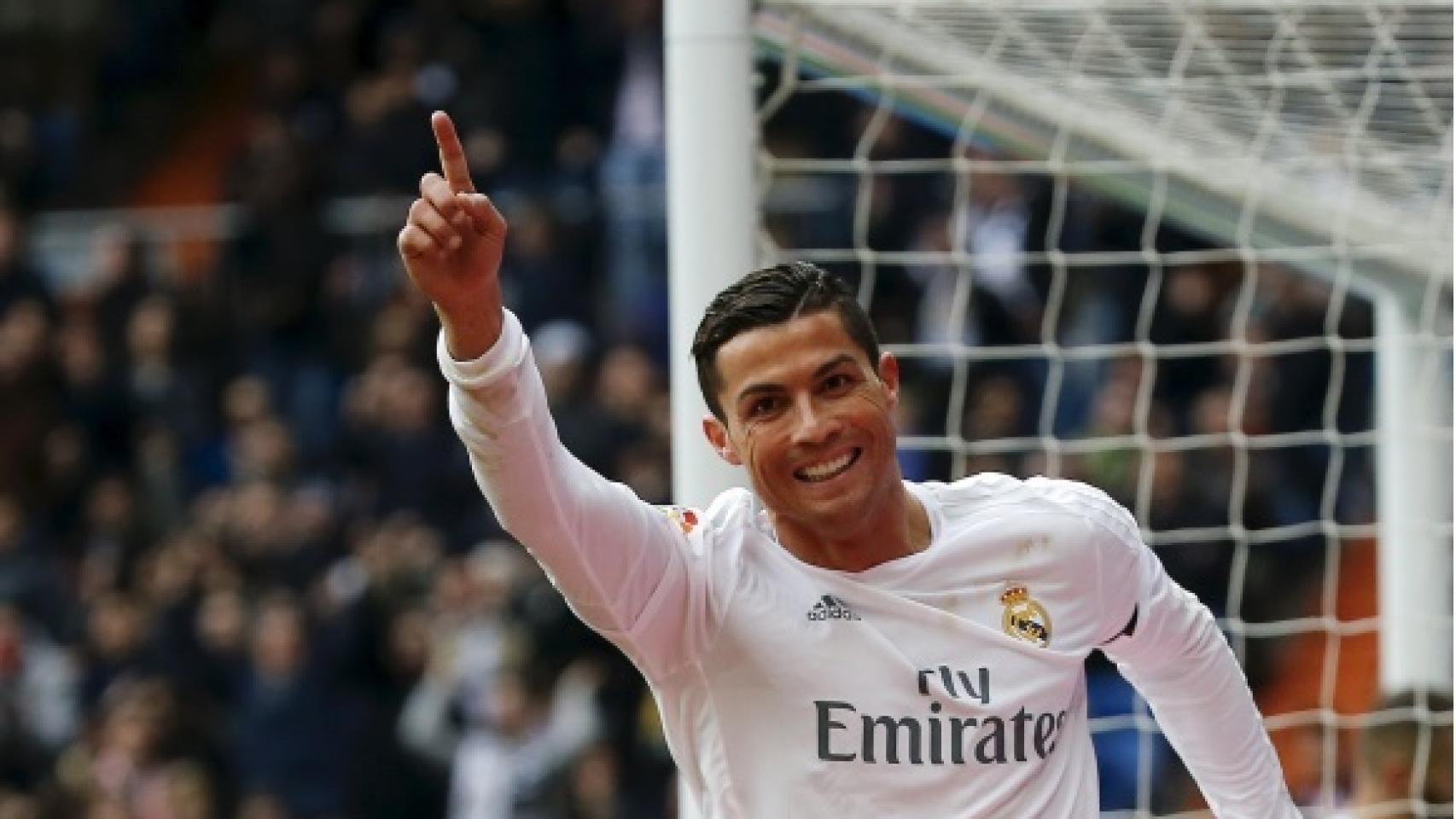 Cristiano celebra un gol con el Madrid.