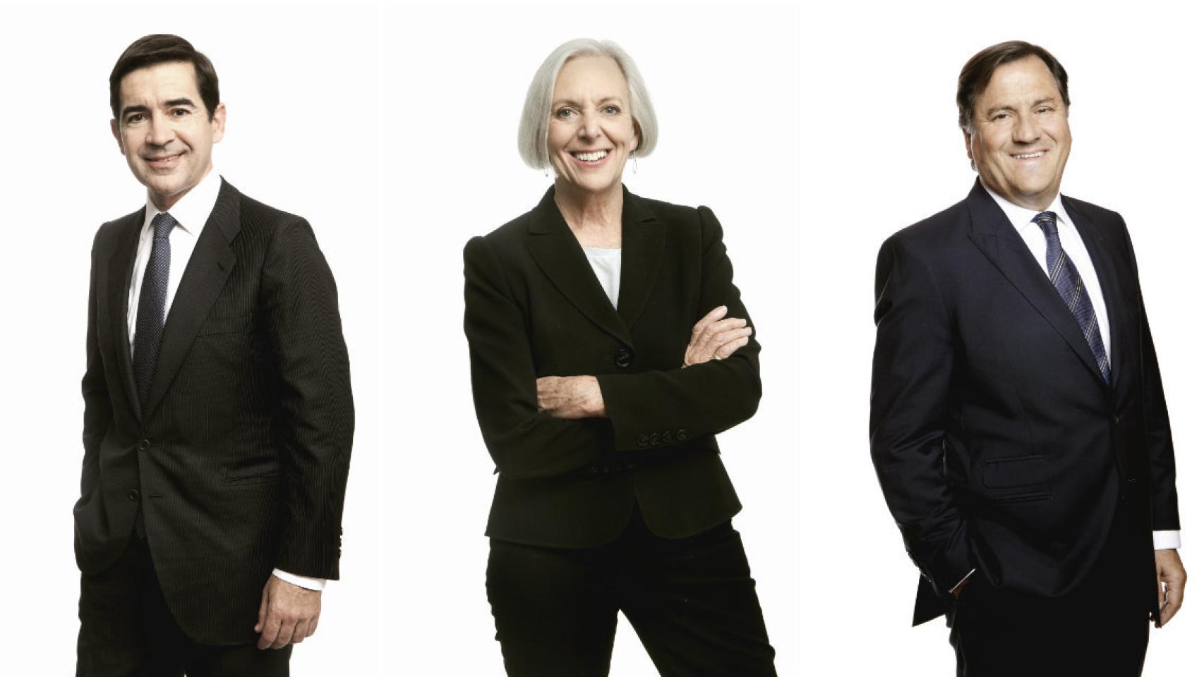 Carlos Torres Vila, consejero delegado, junto Dona De Angelis y a Vicente Rodero.