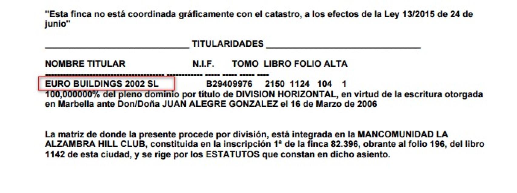 La casa sigue a nombre de la promotora ocho años después.