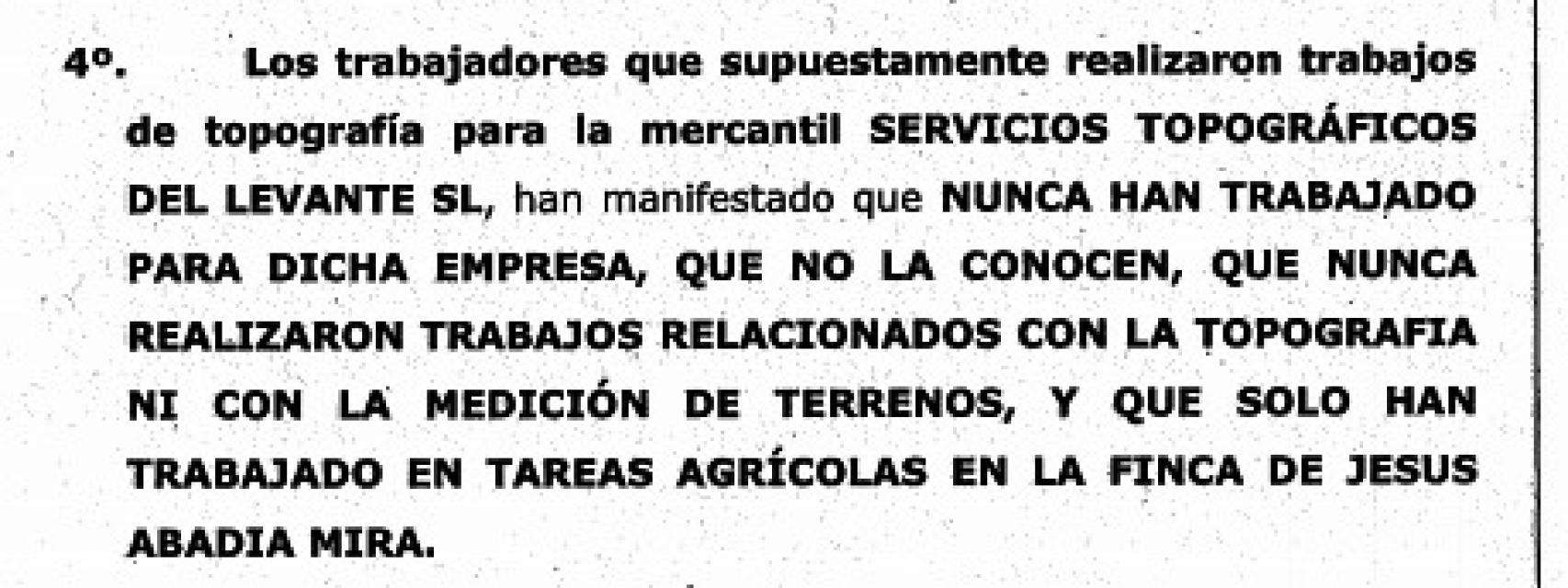 Conclusiones de la Guardia Civil sobre los trabajadores de la empresa de topografía.