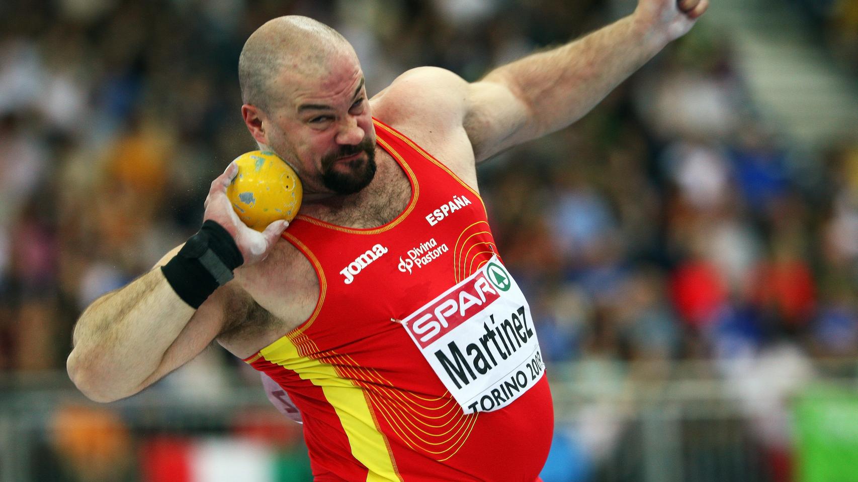 Manolo Martínez en la final  del Europeo indoor de Turín.