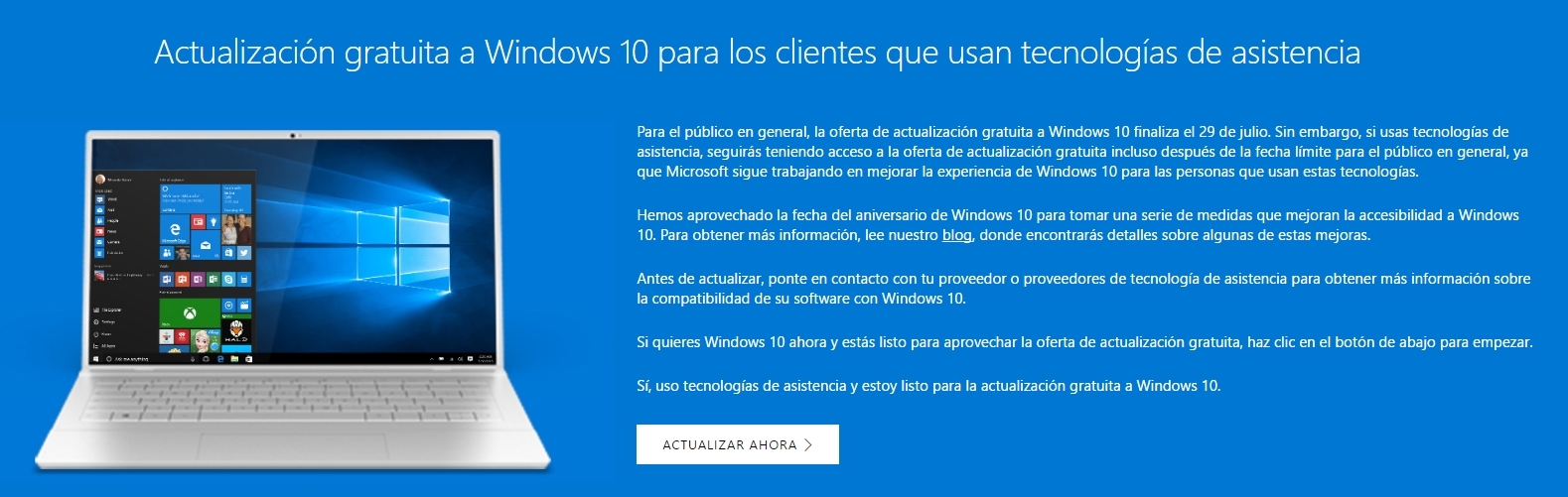windows 10 actualizacion asistencia