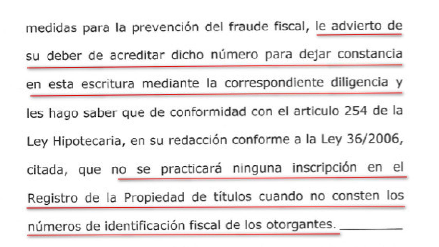 Extracto de la escritura de compra-venta firmada en 2008.