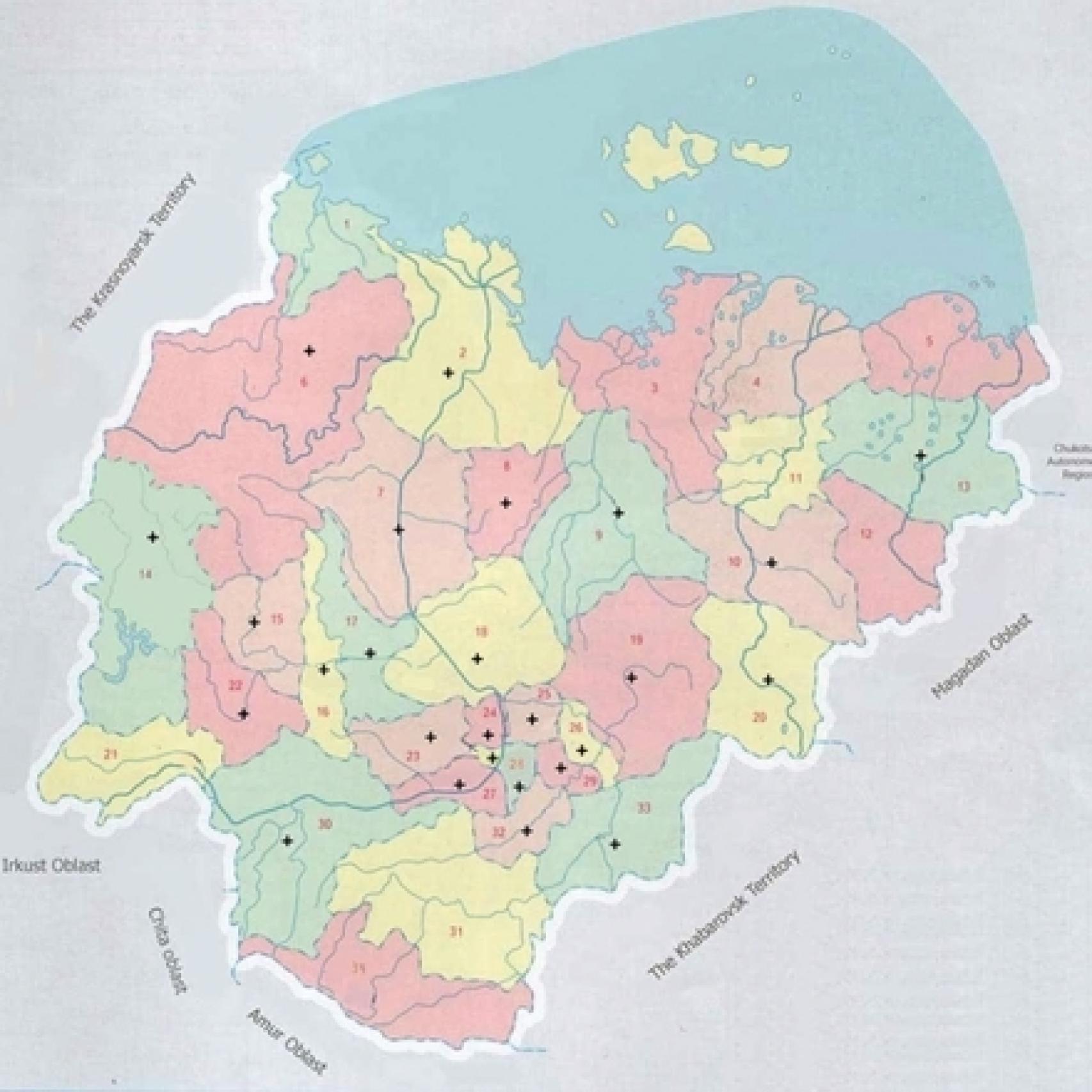 En rojo, zonas de Yakutsk que han registrado aumento de las temperaturas.