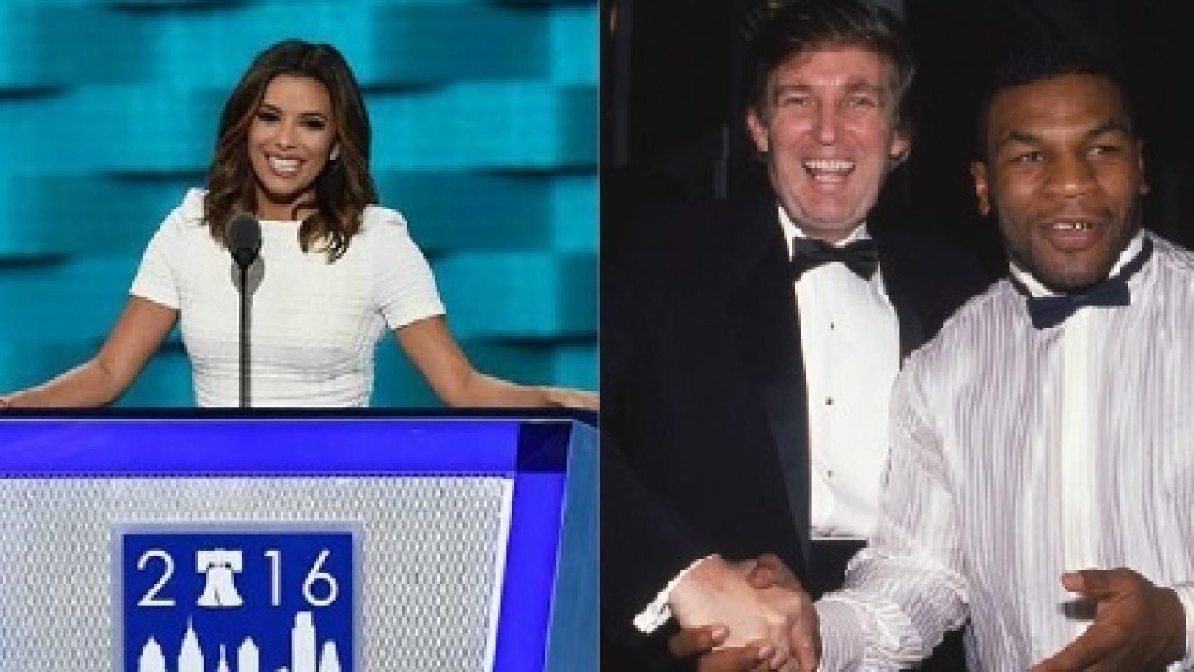 Eva Longoria y Mike Tyson, con Trump.