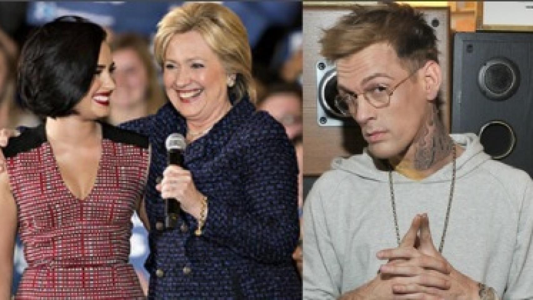 Demi Lovato con Clinton, y Aaron Carter.