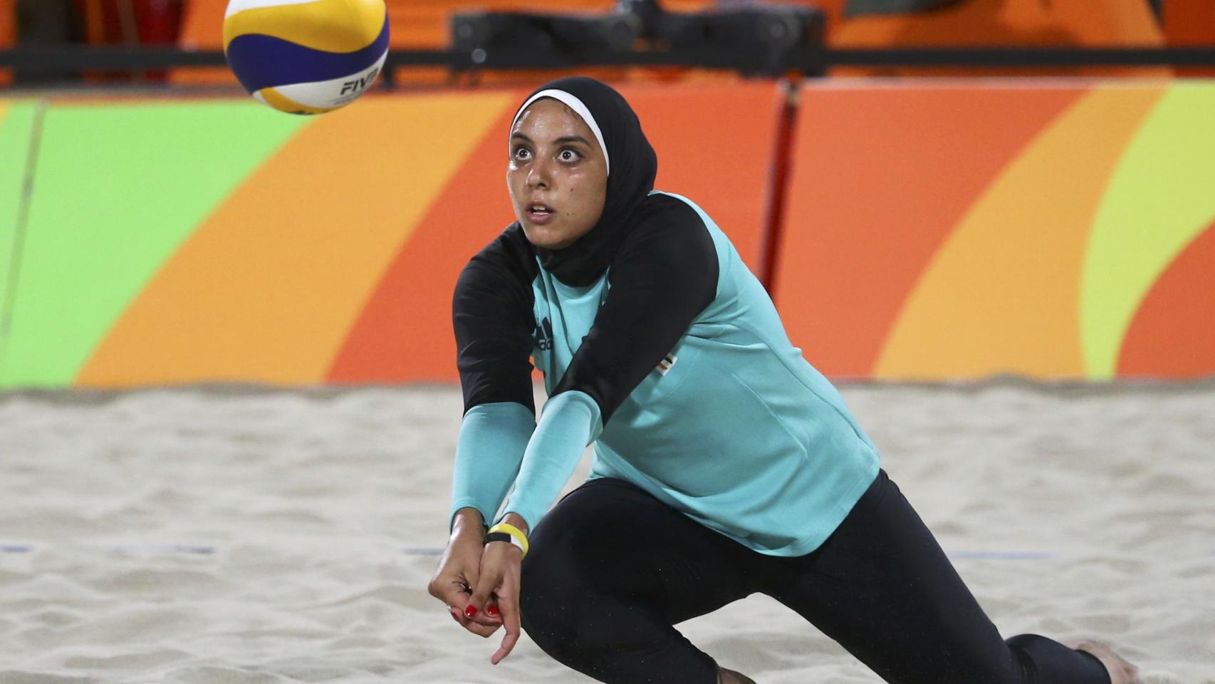 Doaa Elghobashy, en el encuentro ante las alemanas.