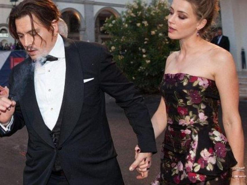 El actor con Amber Heard