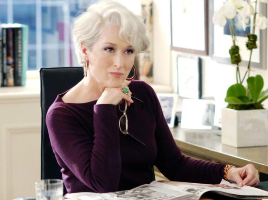 Meryl Streep como Miranda Priestley en la película El diablo viste de Prada.