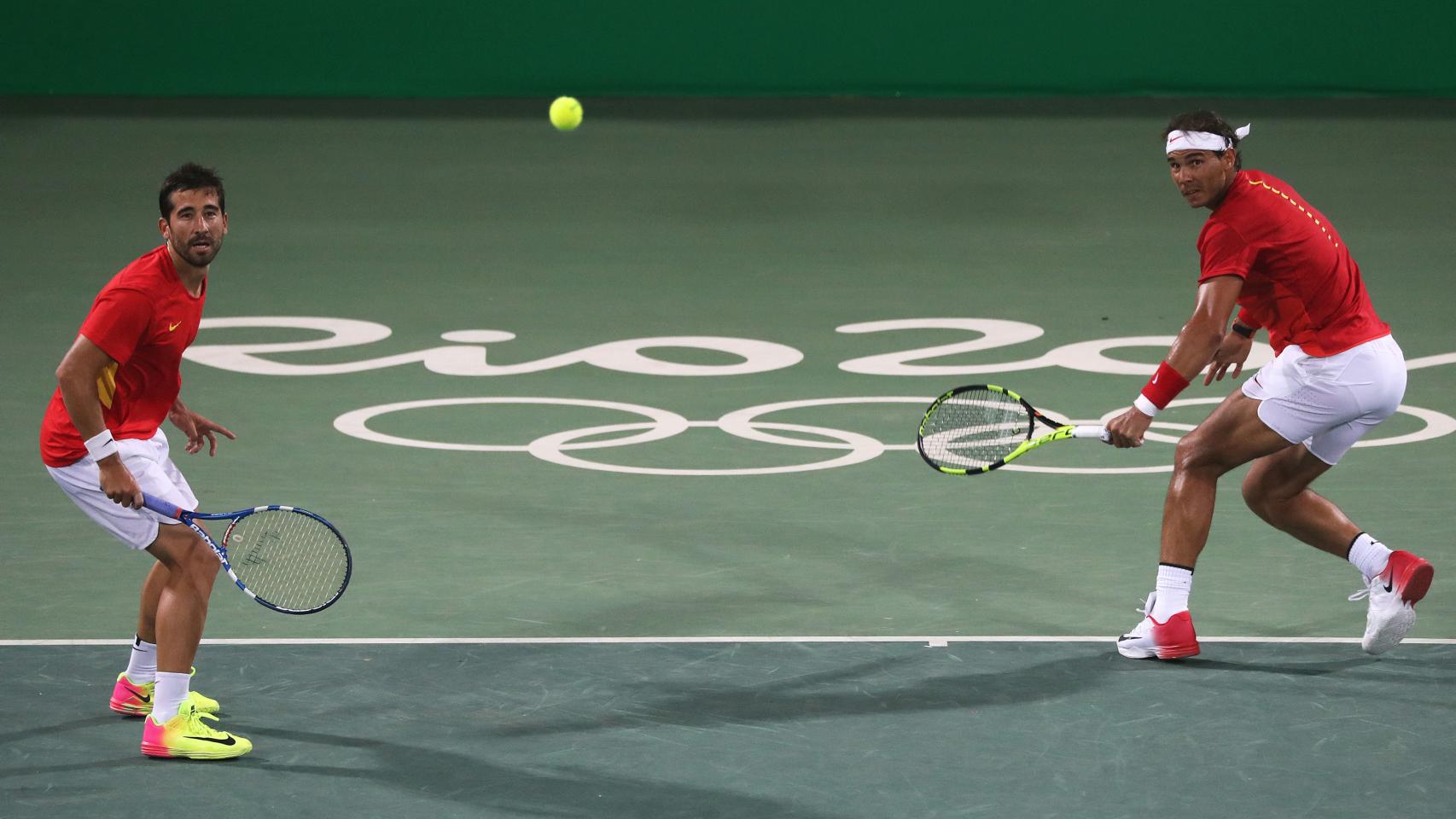 Nadal y López durante un partido en Río 2016.