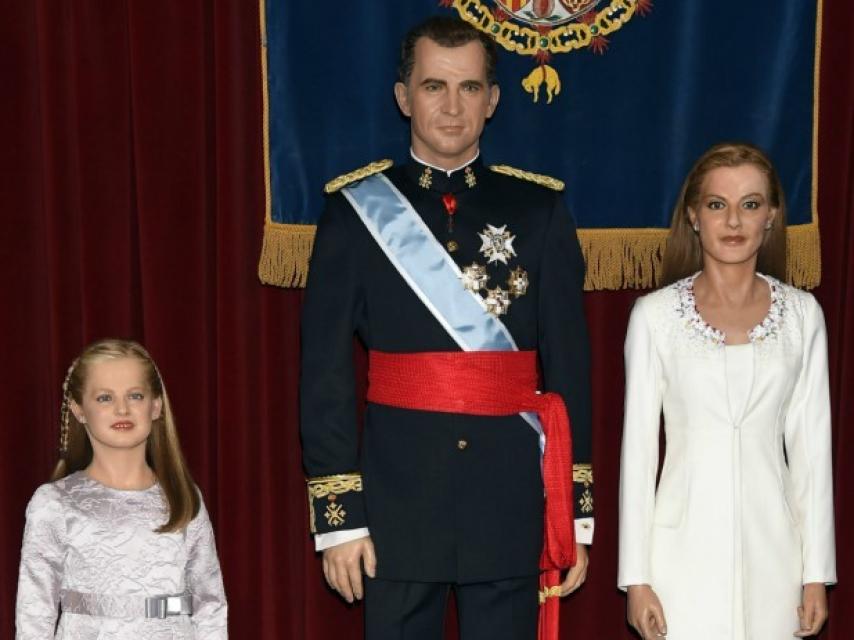 La imagen actual de los reyes y la princesa Leonor en el museo de Cera.
