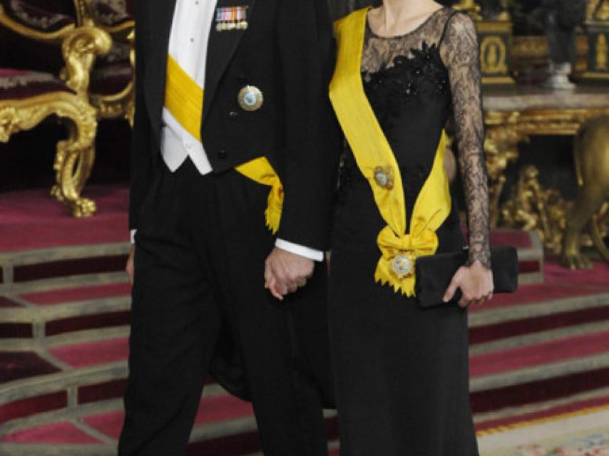 Felipe y Letizia, durante la visita del presidente de México.