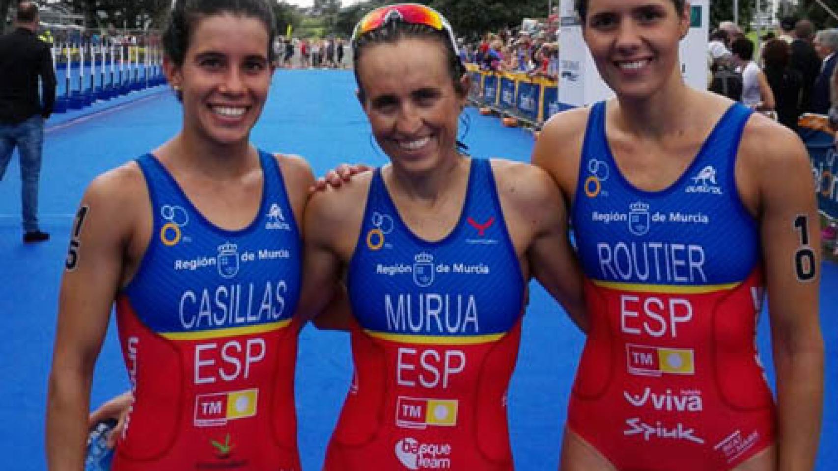 Miriam Casillas, Ainhoa Murua y Carolina Routier posan tras conseguir su pase a Río.