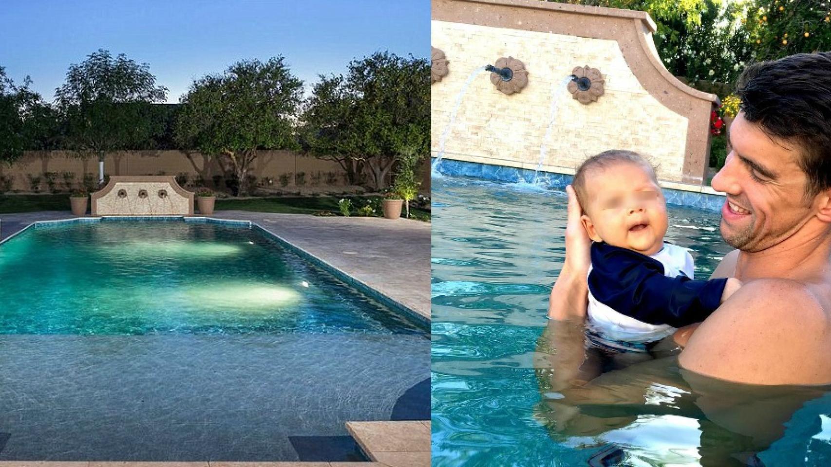 En la casa de un nadador olímpico no podía faltar una gran piscina donde entrenar.