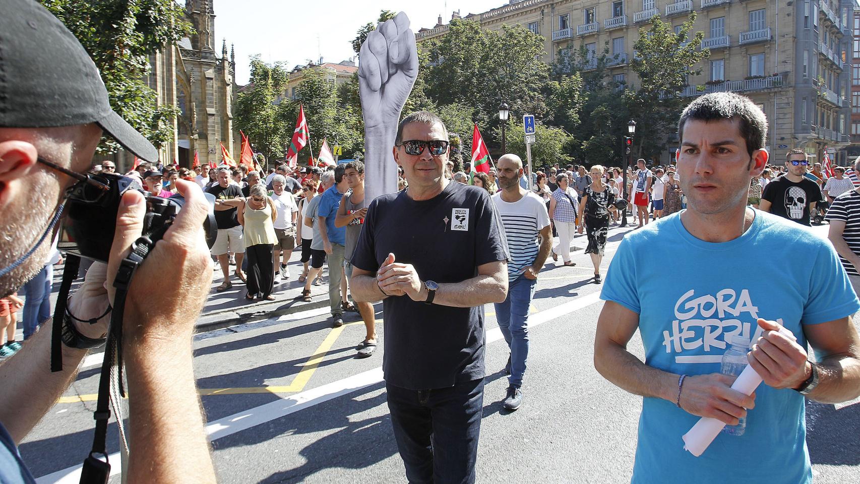 El dirigente de Sortu Arnaldo Otegi y el portavoz, Arkaitz Rodríguez.