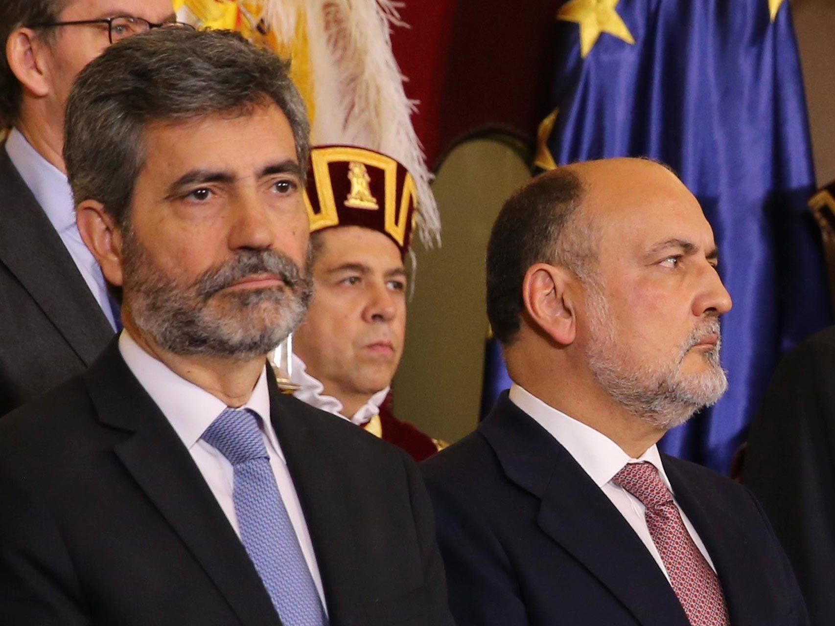 Carlos Lesmes (izqda.) y Francisco Pérez de los Cobos, en un acto institucional