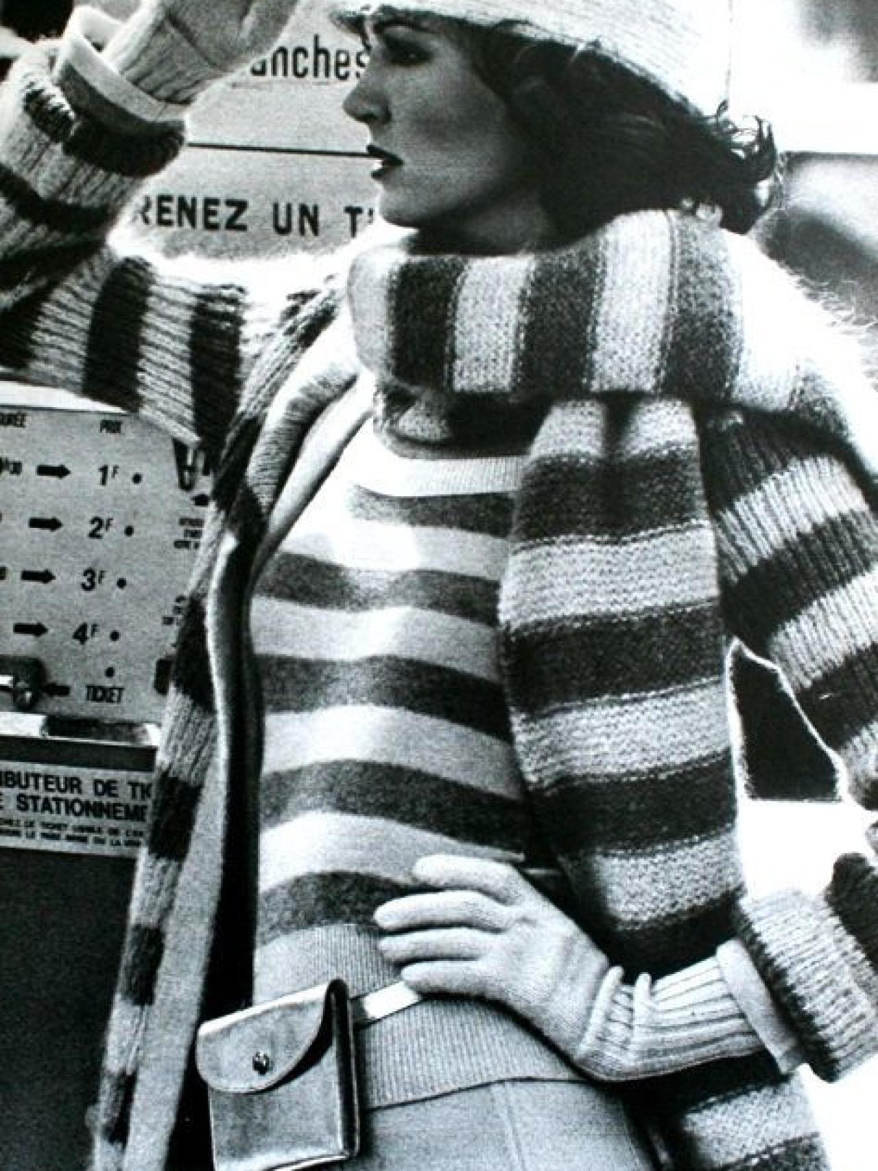 El famoso estampado de rayas que caracterizó su estilo.