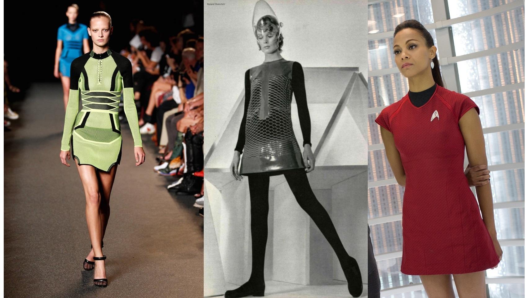 De izq. a drcha. modelos de Alexander Wang y Pierre Cardin y Uhura en el filme de 2013.