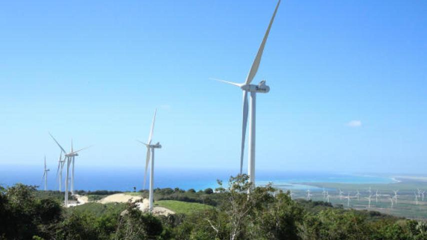 Imagen de archivo de un parque eólico.