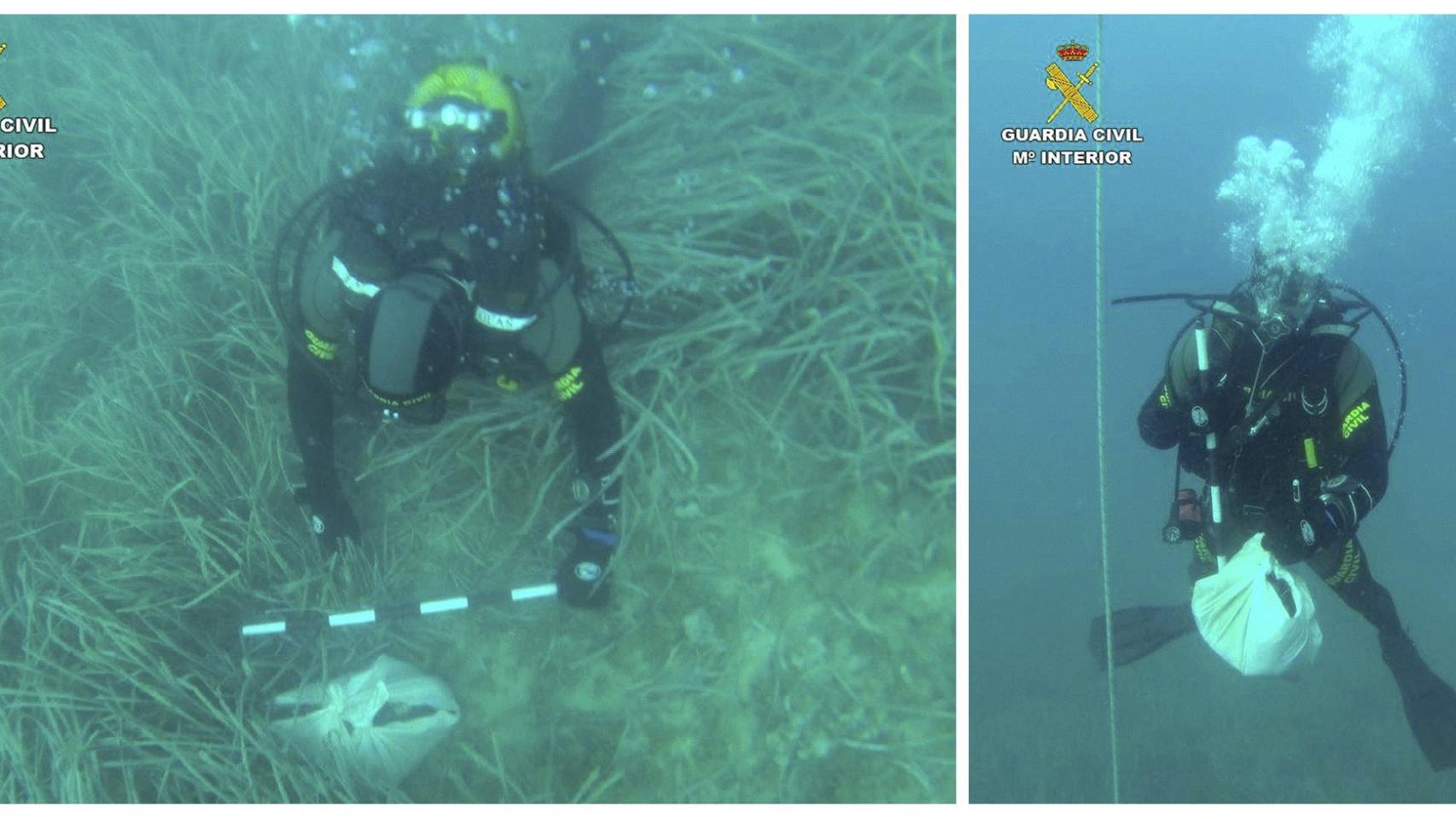 Fotografías facilitadas por la Guardia Civil, del Grupo Especial de Actividades Subacuática (Geas).