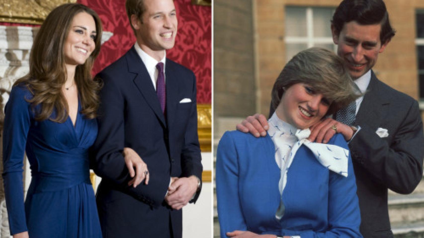 Kate y Guillermo vs Diana y Carlos en el día de sus respectivos compromisos