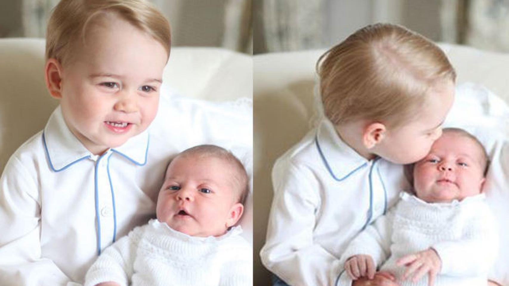 Los príncipes George y Charlotte durante un divertido posado