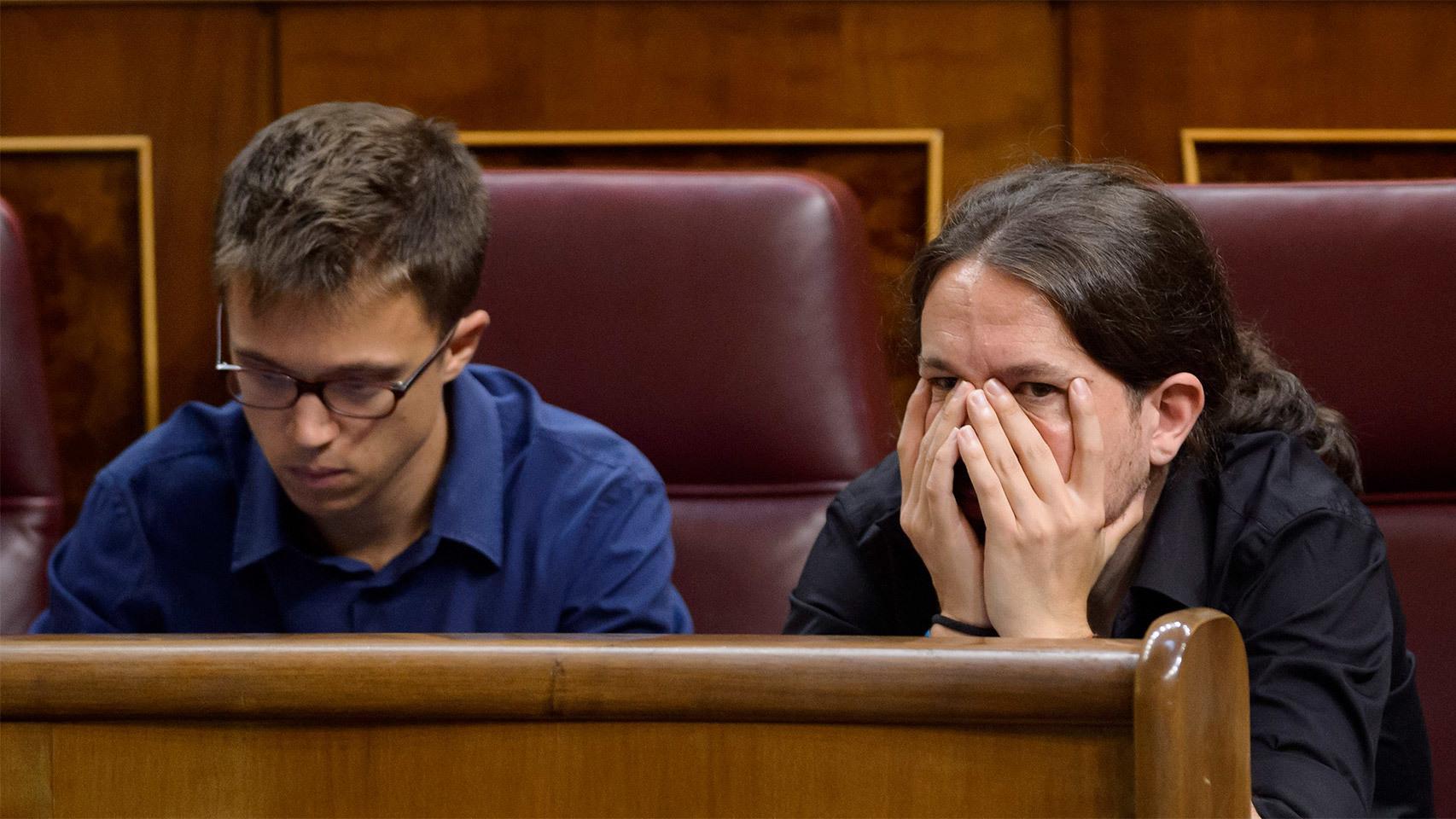 Iglesias, junto a Errejón, este martes.