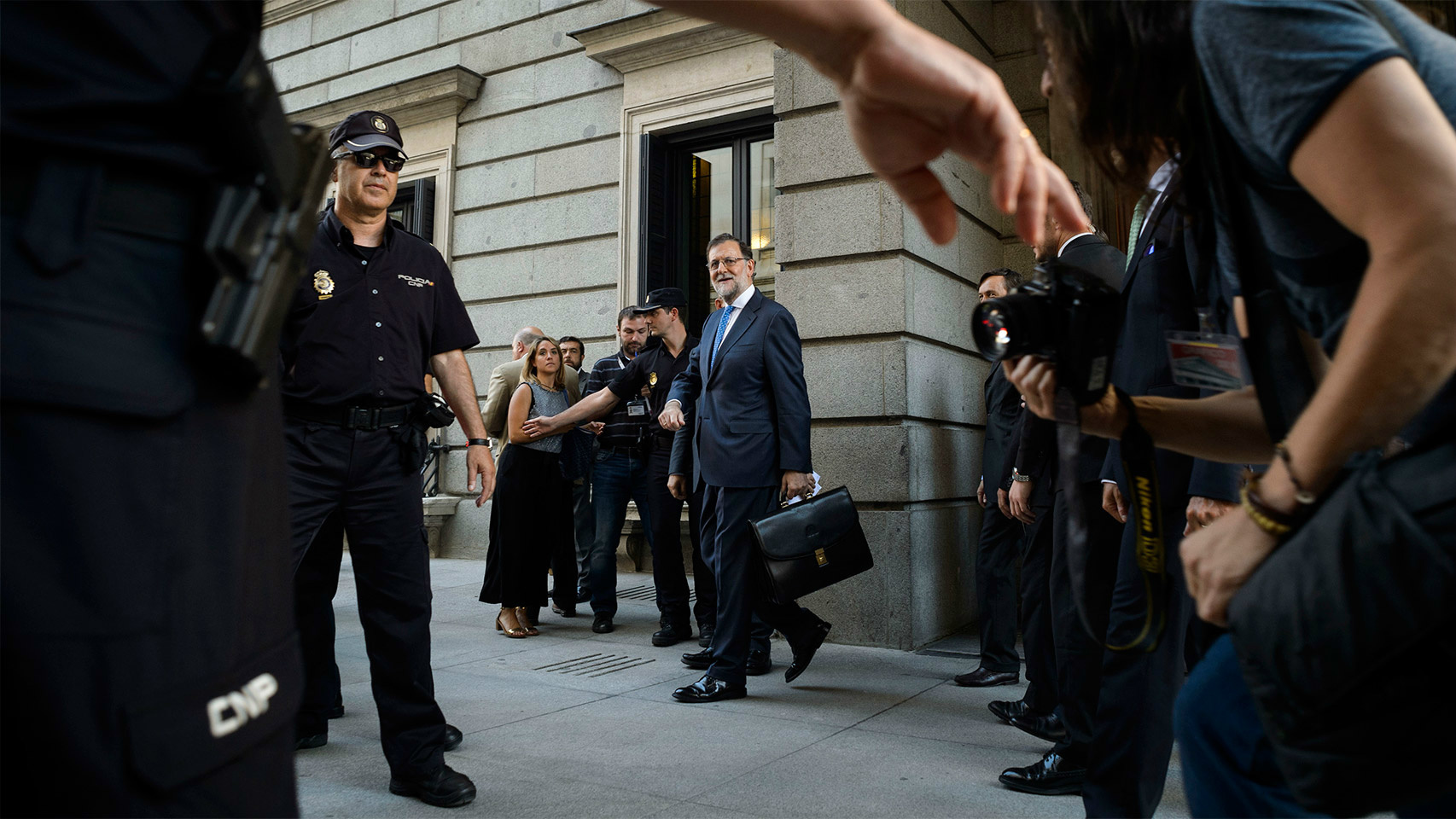 Mariano Rajoy, en su llegada al Congreso de los Diputados.