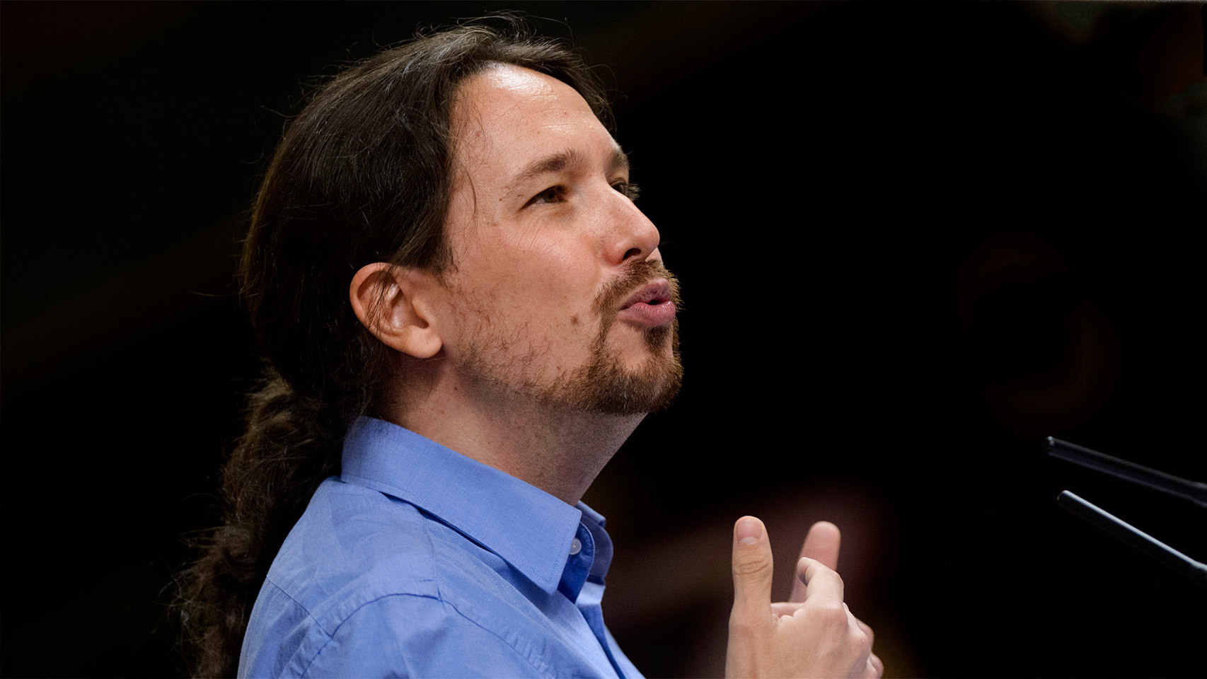 Pablo Iglesias, durante su réplica./ Dani Pozo