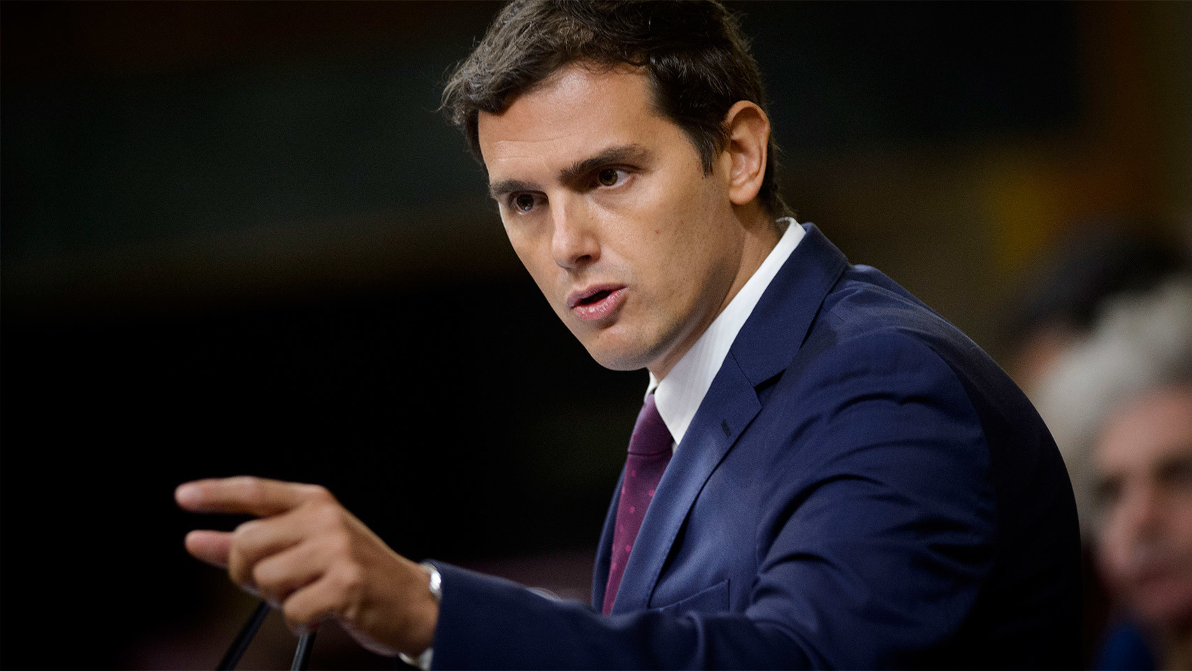 El líder de C's durante su intervención.