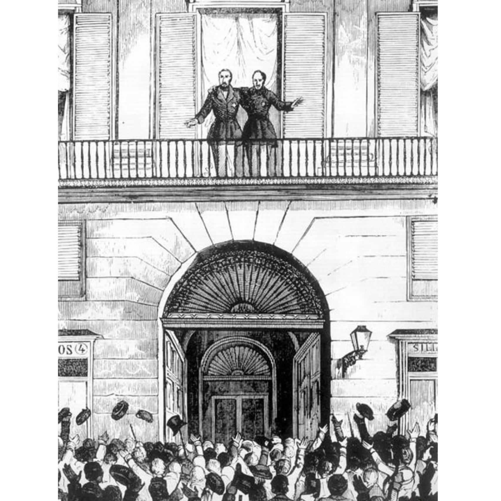 Espartero y O´Donnell aclamados en Madrid en julio de 1854.