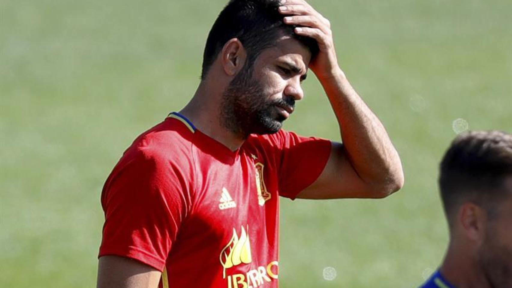 Diego Costa, durante el entrenamiento de España.
